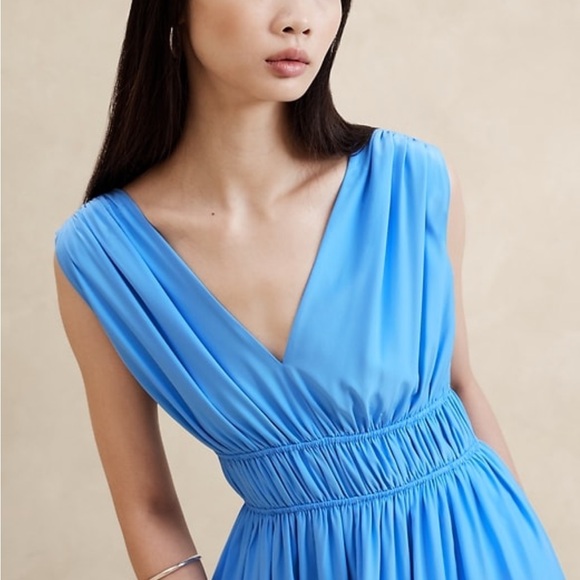 Banana Republic Blue Sleeveless Grecian Dress - Picture 3 of 8